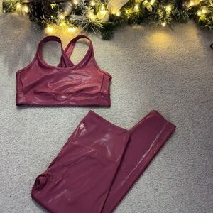 Ellie Glossy Berry Leggings and Top Set